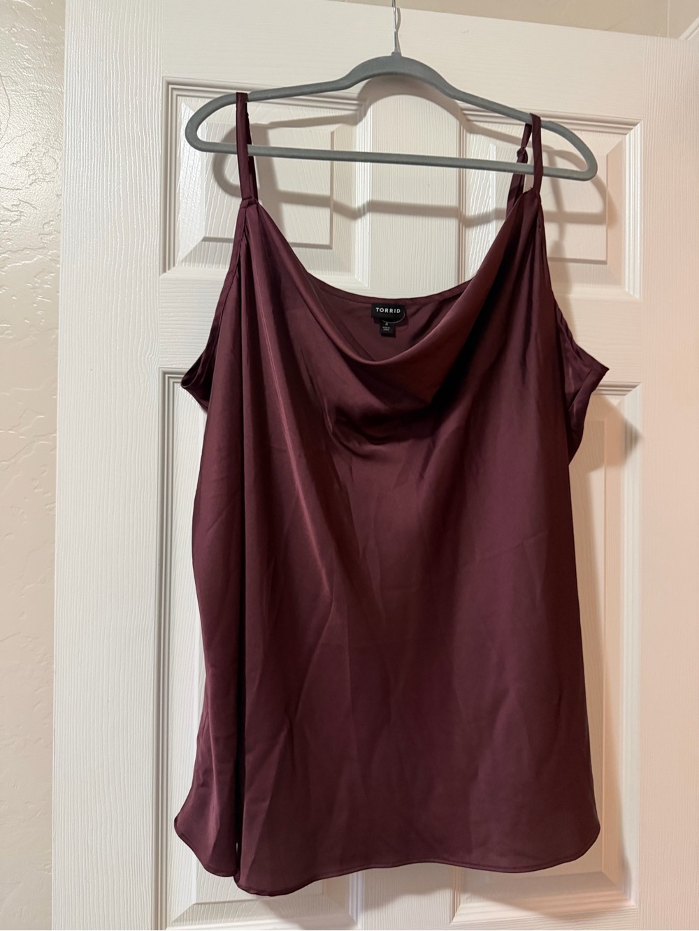 torrid Satin Cowl Neck Camisole in Burgundy
